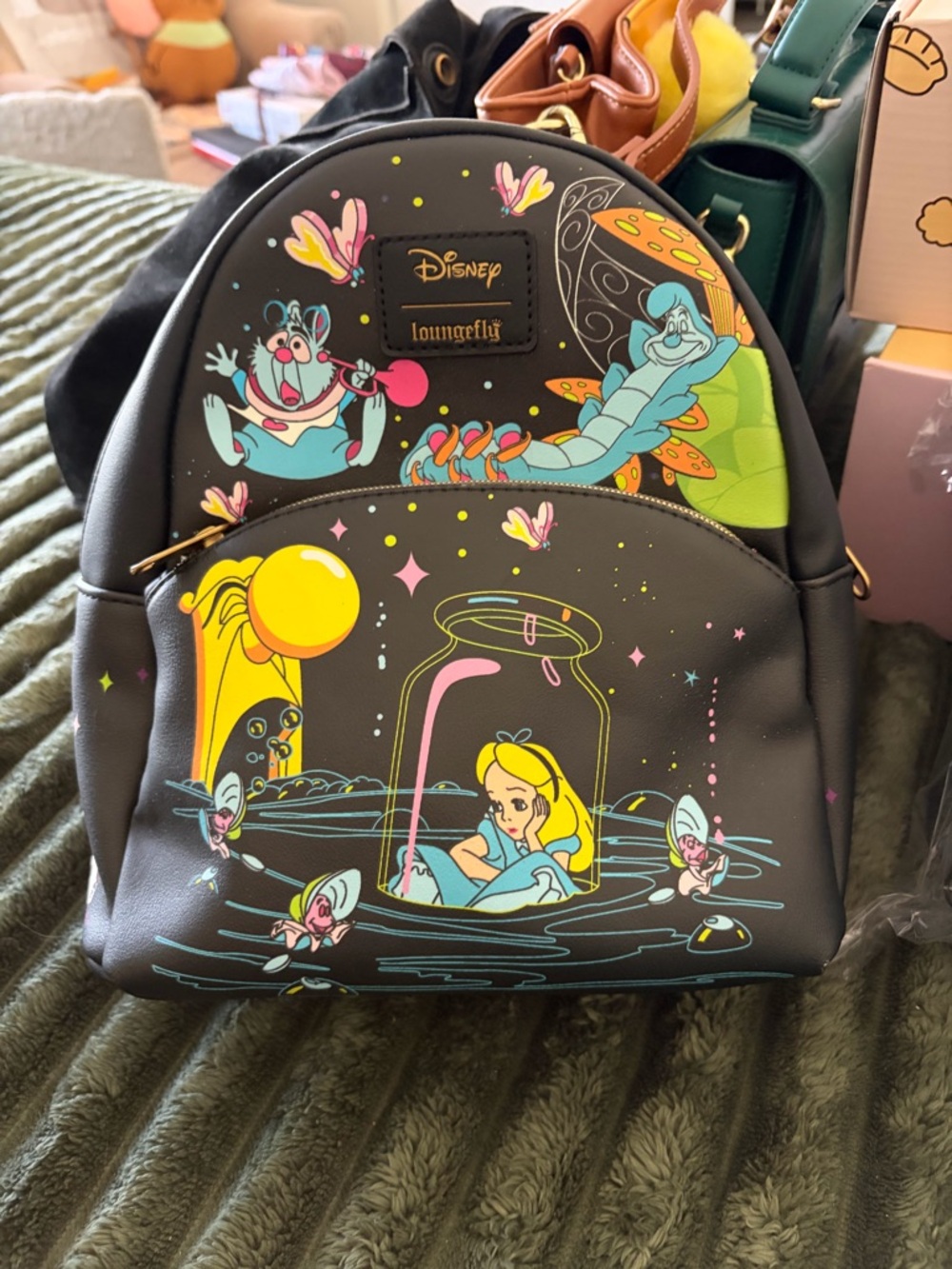 Loungefly Black Disney Alice in Wonderland Pastel Character Mini Backpack